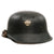 Original German WWII M34 Square Dip NSDAP Double Decal Civic Police Steel Helmet with 57cm Liner & Torn Chinstrap - Ordnungspolizei Original Items