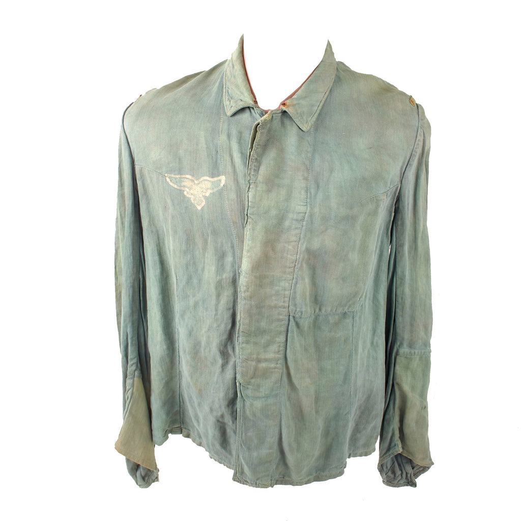 Original German WWII Luftwaffe HBT Drillich Service Tunic Made to Resemble Fliegerbluse with Faded Markings Original Items