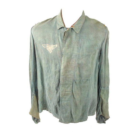 Original German WWII Luftwaffe HBT Drillich Service Tunic Made to Resemble Fliegerbluse with Faded Markings Original Items