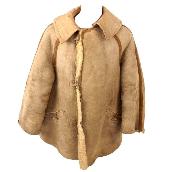 Original German WWII Luftwaffe Air Force Fur-Lined Sheepskin Winter Parka with Faded RBNr. Marking Original Items