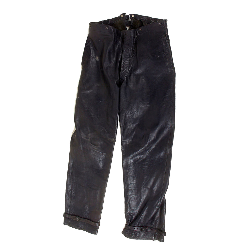 DRAFT Original German WWII 1942 Dated Kriegsmarine U-Boat Blue Grey Leather Trousers by Thiel & Ergenzinger (Copy) Original Items