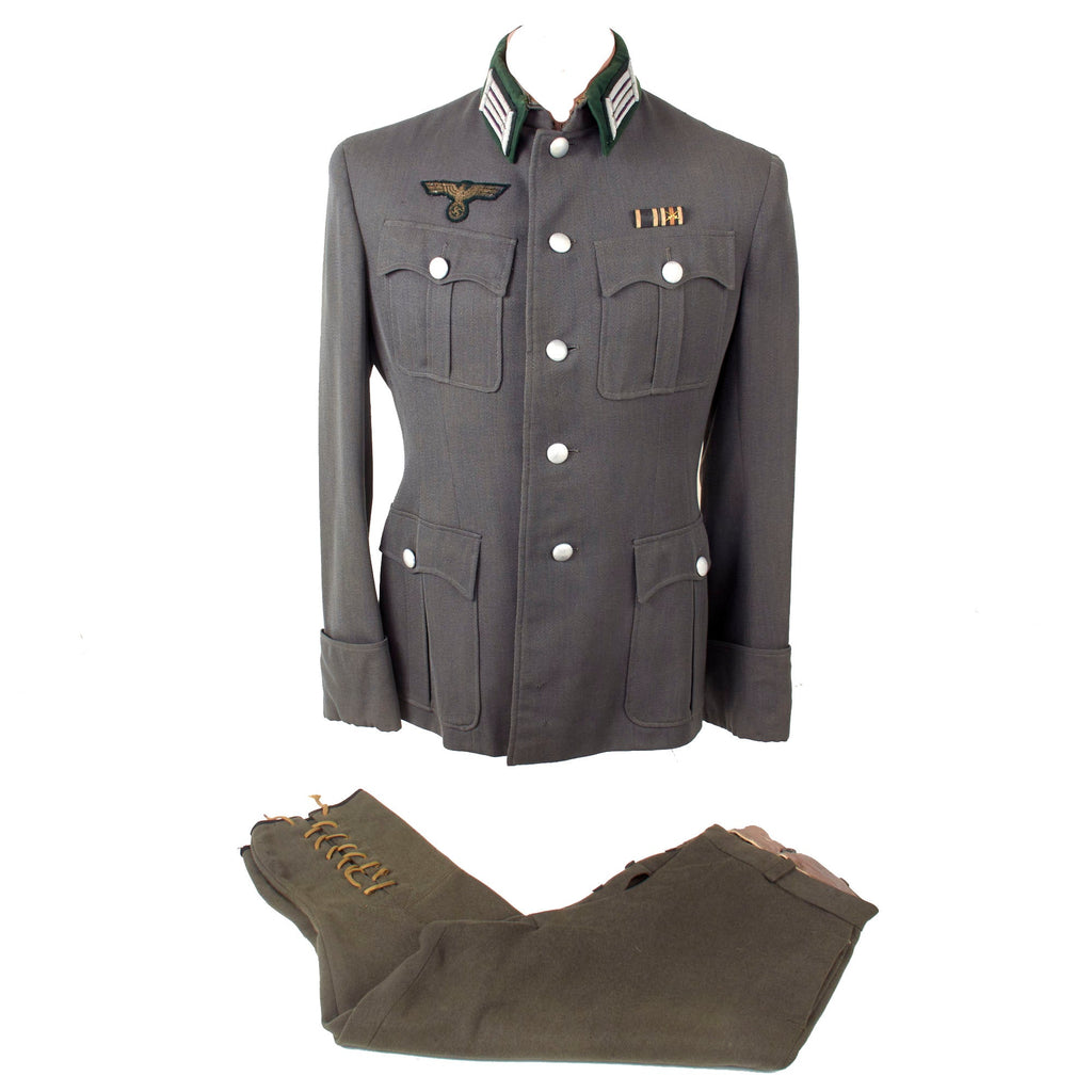 Original German WWII Named Heer Army Field Chaplain M36 Uniform Tunic with Breeches - Unique Collar with No Stiffener Original Items