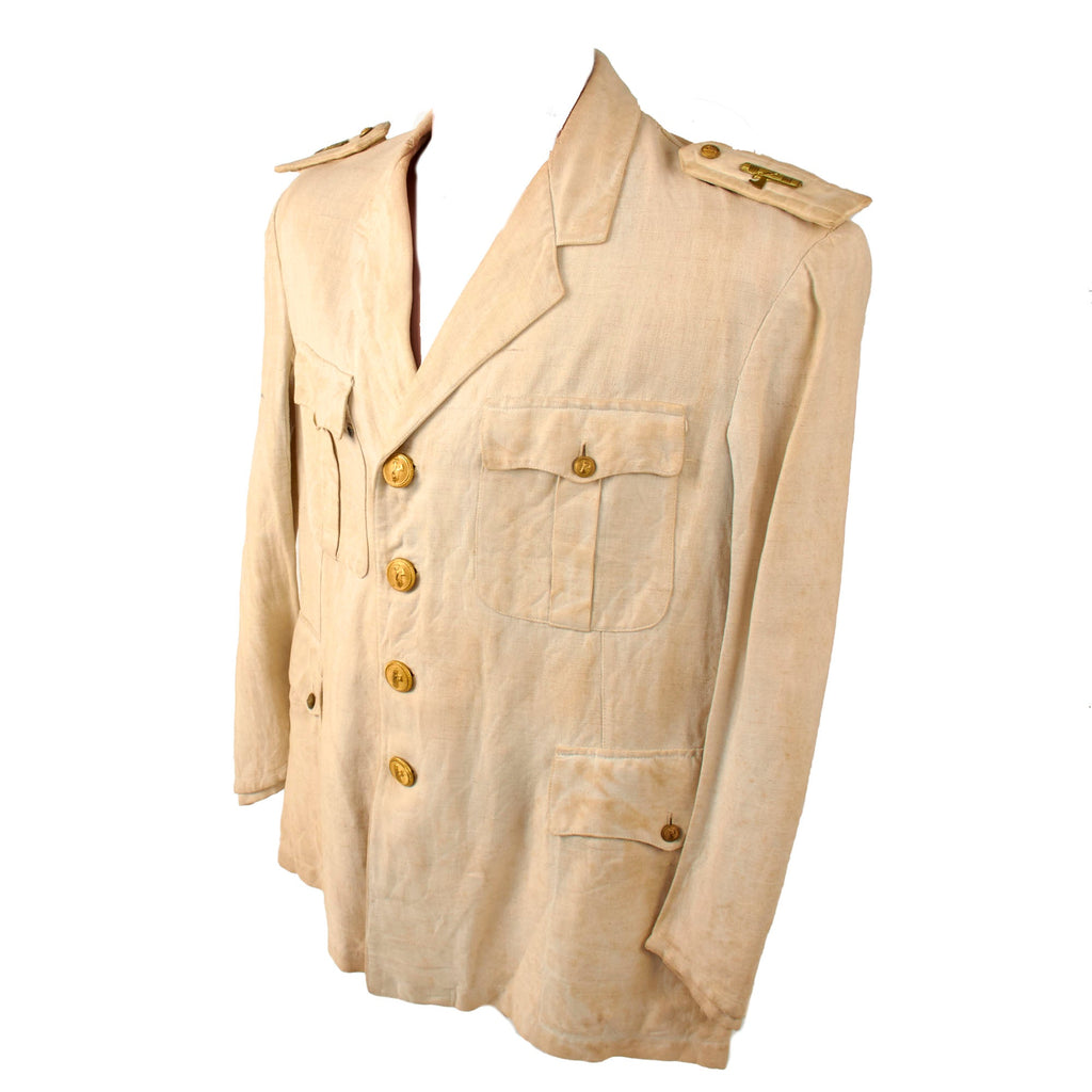 Original Italian WWII MVSN Fascist Officer’s Summer White Tunic with Gilt MVSN Buttons by A. Binda of Milano Original Items