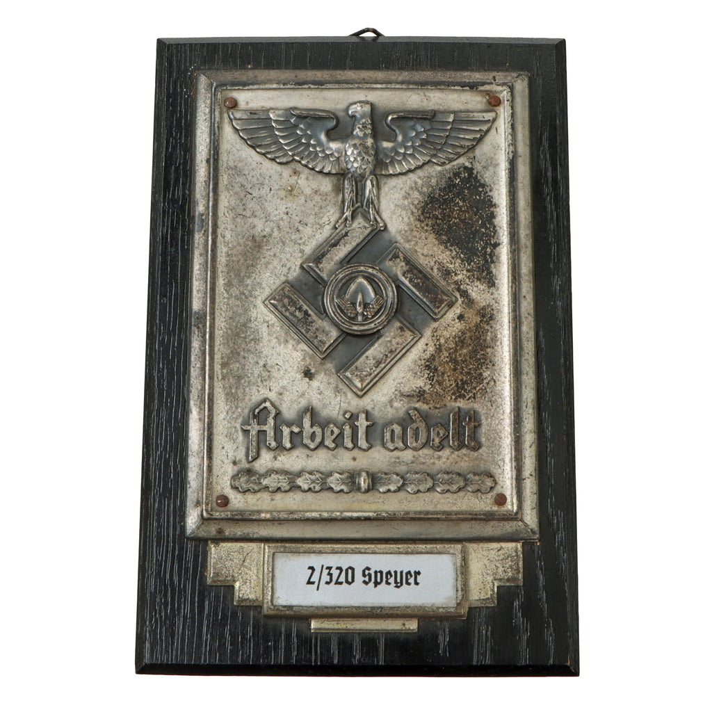 Original German WWII RAD Reich Labor Service Small Wall Plaque from 2/320 Speyer Unit - Reichsarbeitsdienst Original Items