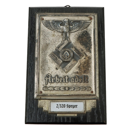 Original German WWII RAD Reich Labor Service Small Wall Plaque from 2/320 Speyer Unit - Reichsarbeitsdienst Original Items