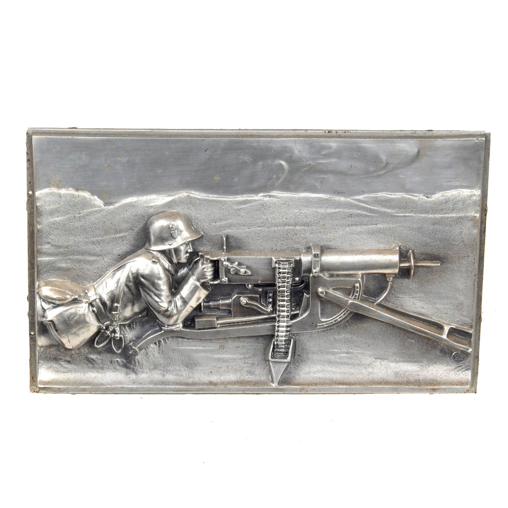 Original German WWII Machine Gun Commemorative Plated Metal Wall Plaque - 9 3/4" x 5 7/8" Original Items