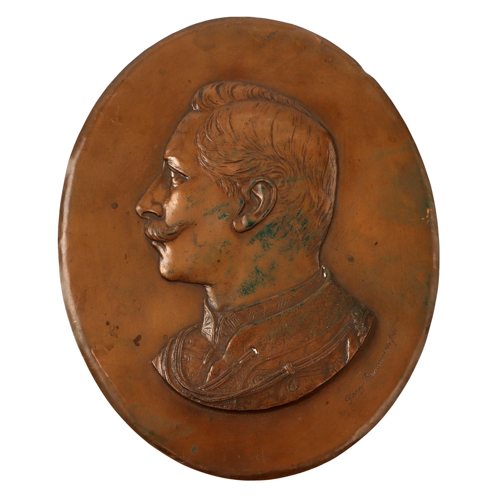 Original Imperial German WWI Kaiser Wilhelm II Bronze Relief Wall Plaque by Georg Rasmussen Original Items