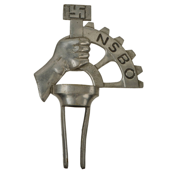 Original German Pre-WWII NSBO National Socialist Factory Cell Organization Plated Brass Flag Pole Finial / Topper Original Items
