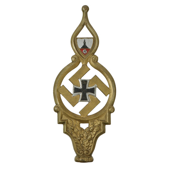 Original German WWII National Socialist State Veteran's Association Brass Flag Pole Finial - NSRKB Original Items