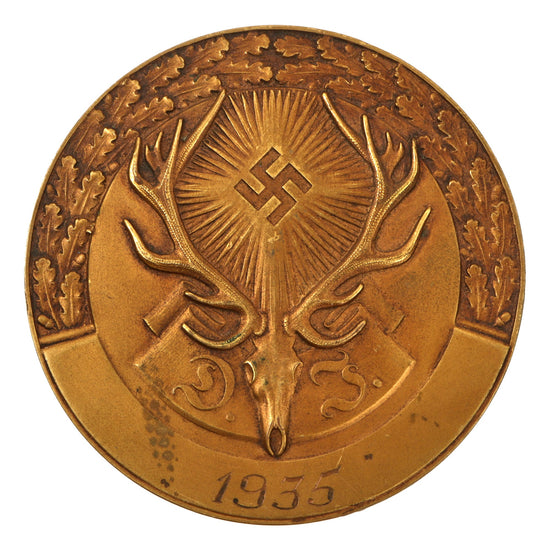 Original German Pre WWII Deutsche Jägerschaft German Hunting Society Table Medal - Dated 1935 Original Items