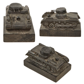 Original German WWII Panzer I Cast Zinc Desk Model on Wood Base
