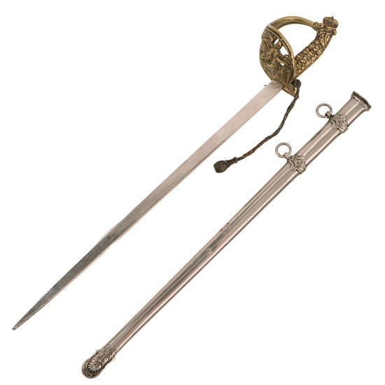 Original Imperial German Late 19th Century Miniature Kaiser Honor Sword with Saint George Guard, Scabbard and Sword Knot Original Items