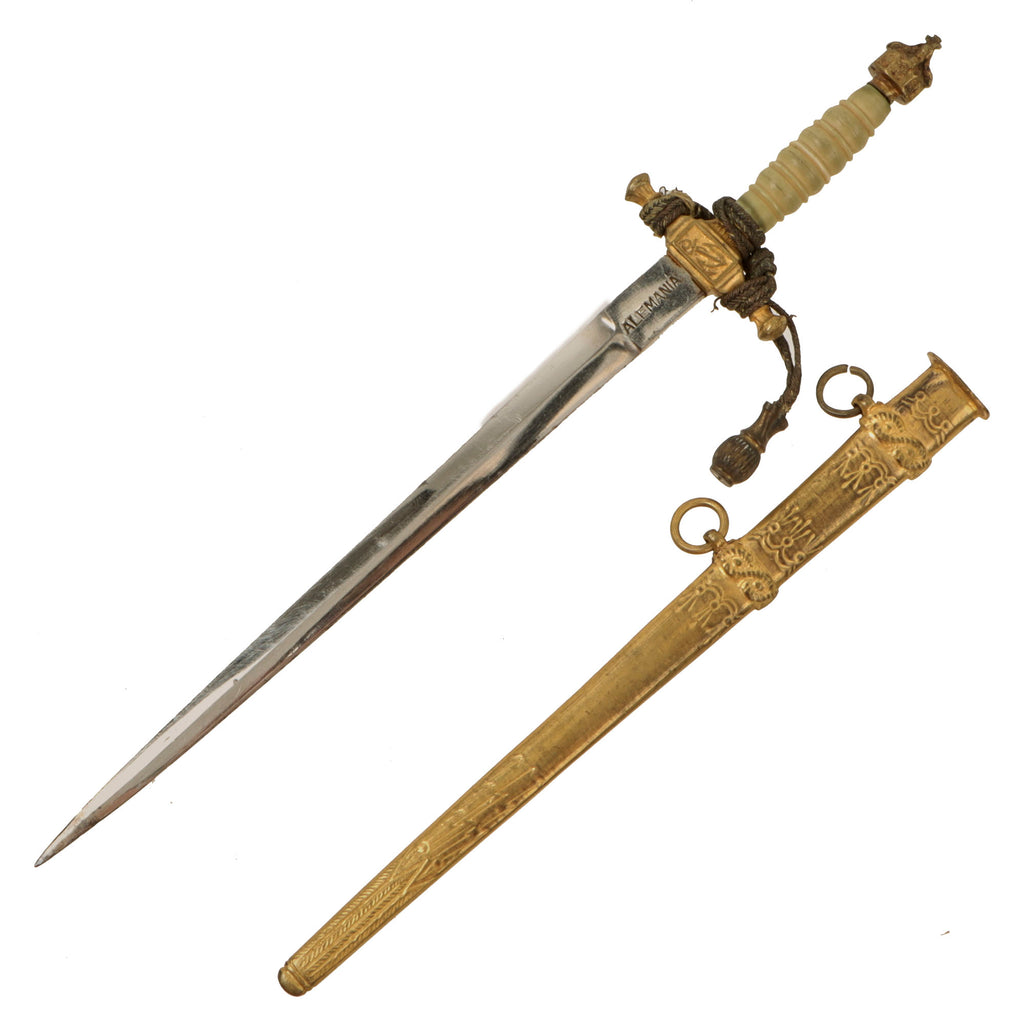 Original Imperial German Pre-WWI Spanish-Made Miniature Kaiserliche Marine Officer’s Dagger with Knot by V. Isola - “Salesman Sample” Original Items