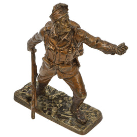 Original Austro-Hungarian WWI Soldier Bronze Statue on Base with Broken Rifle by F. Jaeger - 9” Tall