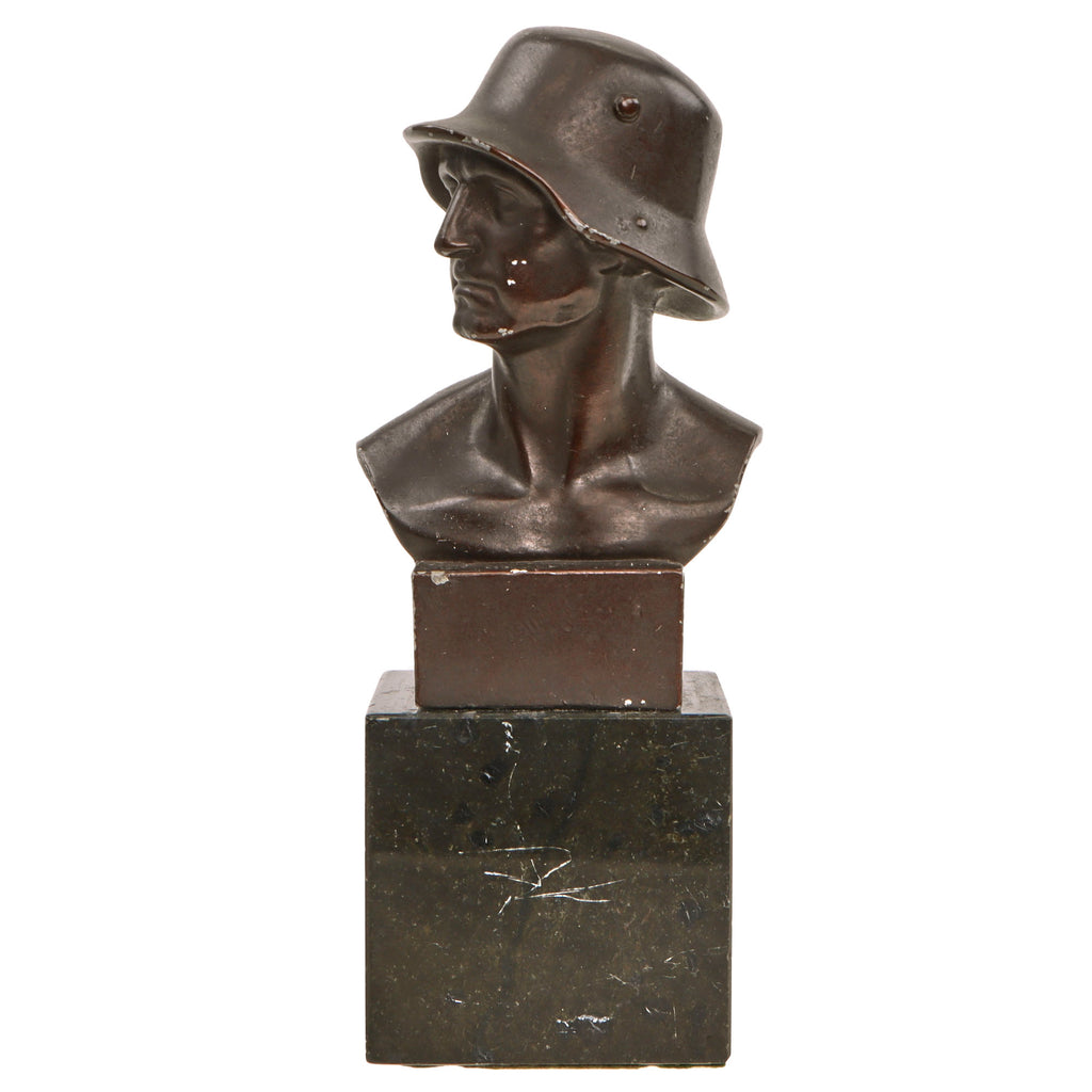 Original German WWII Era Army Soldier Bust on Marble Base - Signed Original Items