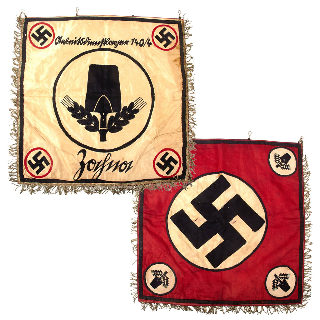 Original German WWII 17 x 17” RAD Reich Labour Service Trumpet Banner Original Items