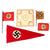 Original German WWI - WWII Flag and Pennant Grouping with Personalized WWI Allied Powers Napkin Original Items