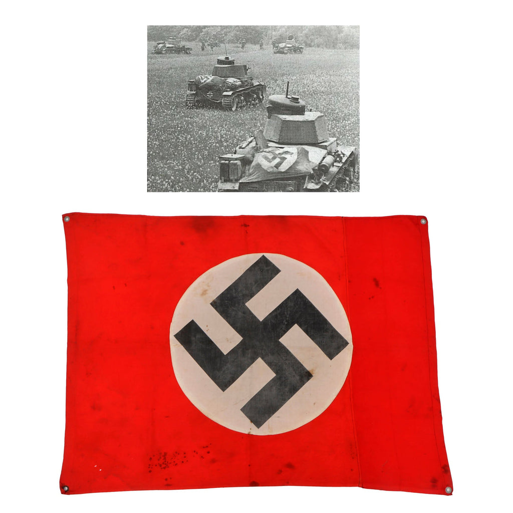 Original German WWII Panzer Tank and Vehicle Identification Flag - 29" x 38" - Service Used Original Items