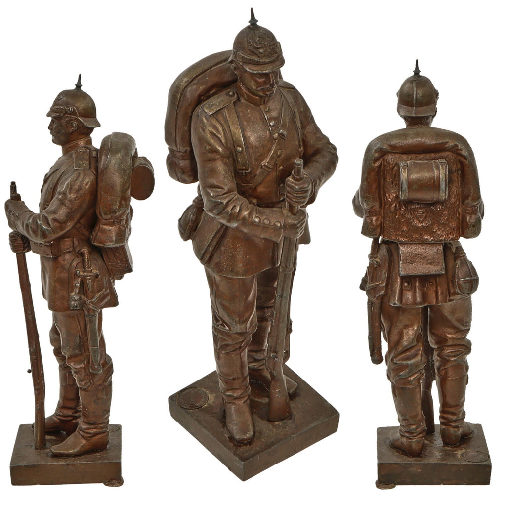 Original Imperial German Pre-WWI Bronze Prussian 27. Infanterie-Regiment Officer Statue by R. Bellair & Co. of Berlin - 10 ¾” Tall Original Items