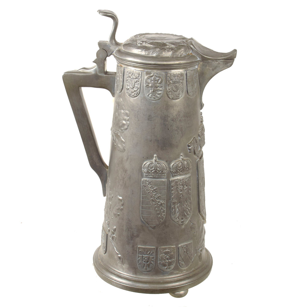 Original Imperial German WWI Large Kaiser Wilhelm II Pewter Water Carafe by Kayserzinn Original Items