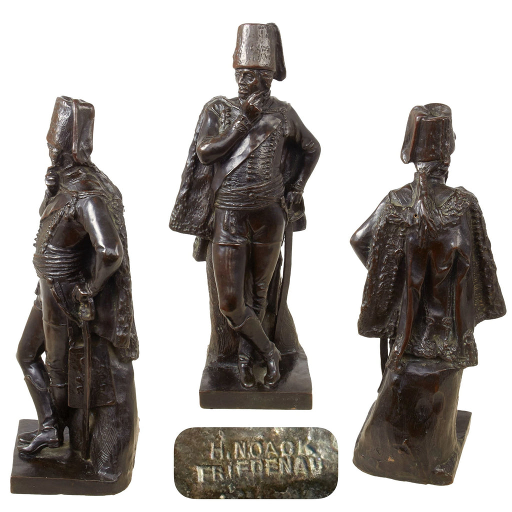 Original German WWI Era Large Hussar Soldier Bronze Statue by Hermann Noack of Friedenau - 16¾” Original Items