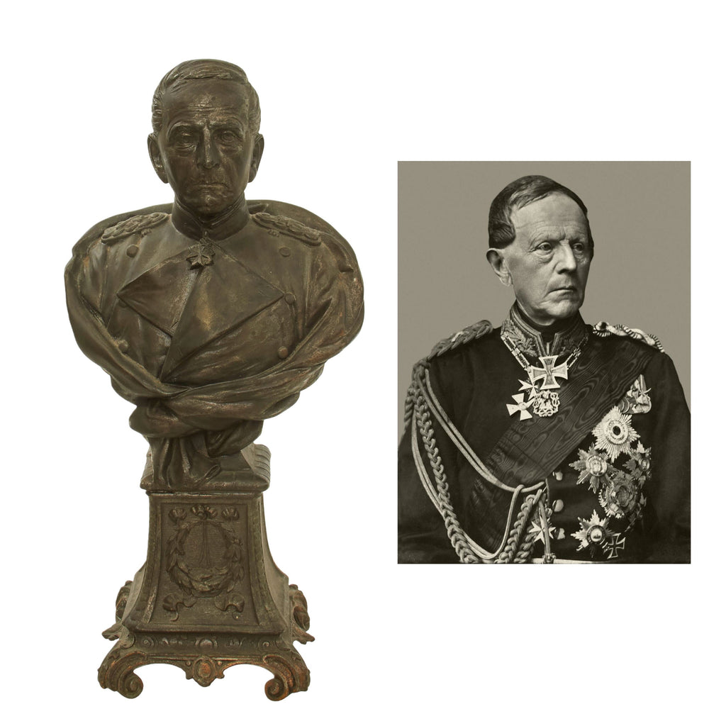 Original Imperial German Pre-WWI Bronze Bust of Helmuth Von Moltke the Elder - Field Marshal Original Items