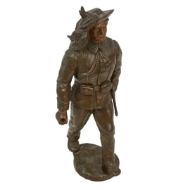 Original WWI Italian Bersaglieri Infantry Soldier Statue with Feather Plume Hat - Missing Rifle