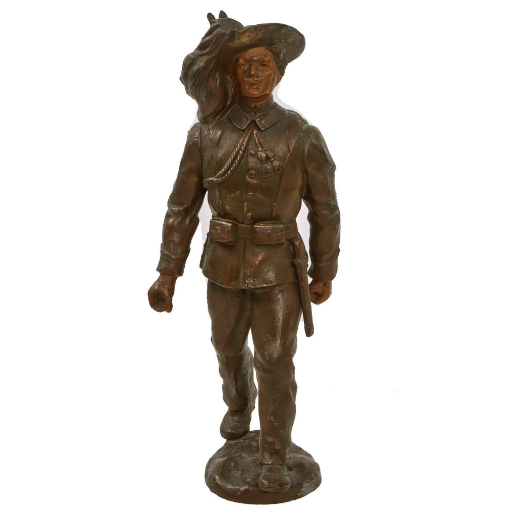 Original WWI Italian Bersaglieri Infantry Soldier Statue with Feather Plume Hat - Missing Rifle Original Items