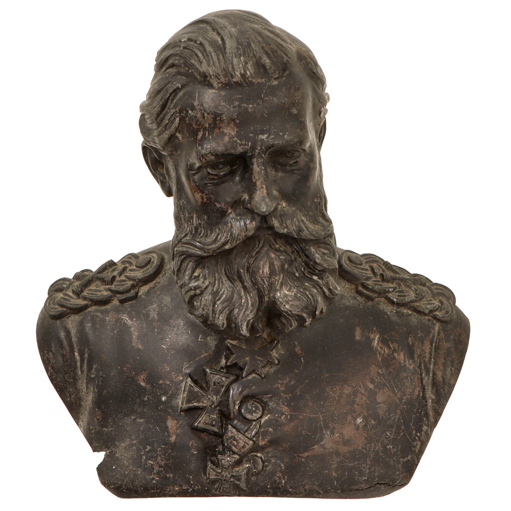 Original Imperial German Pre-WWI Frederick III German Emperor Bronze Bust - Numbered 1563 - 6 3/8” Tall Original Items