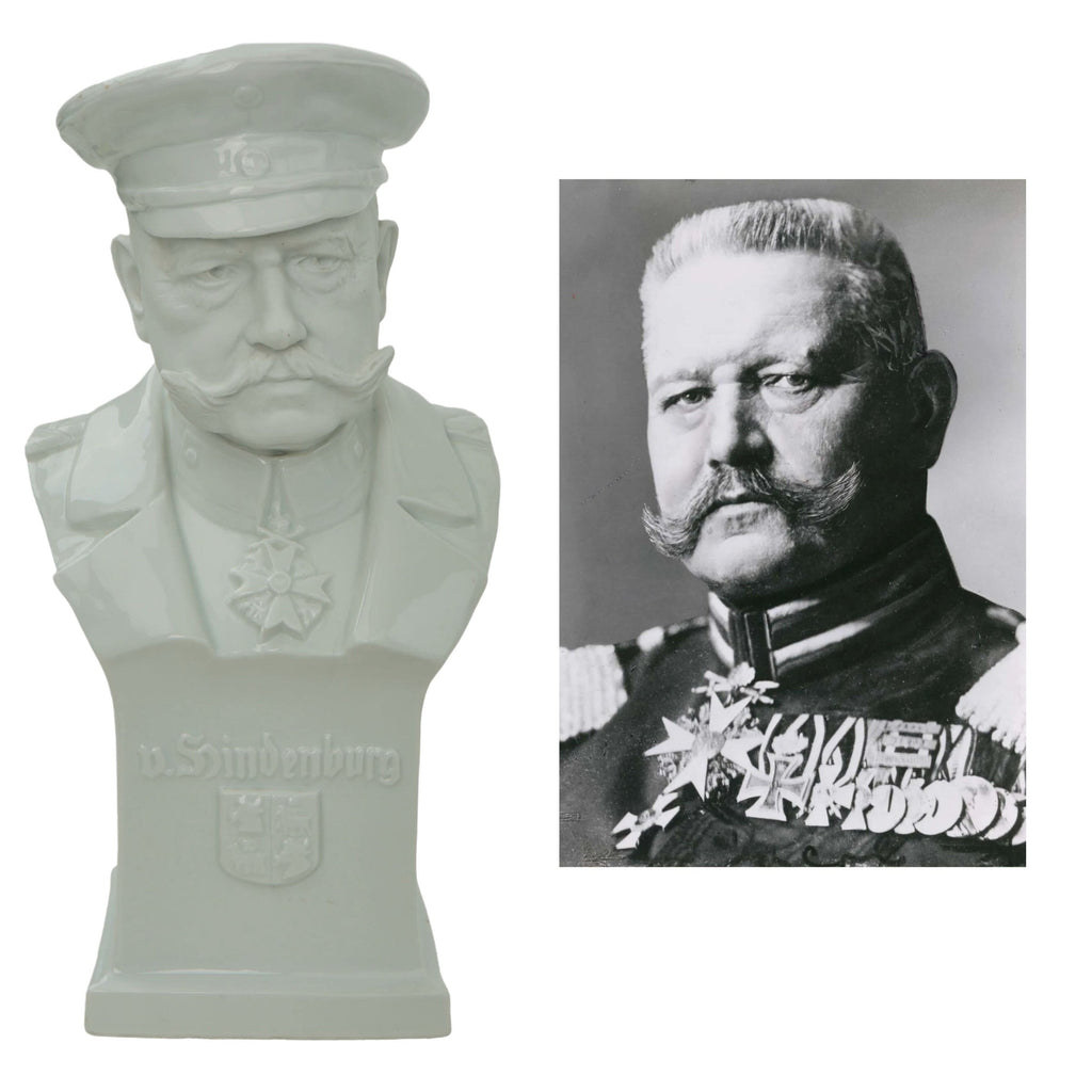 Original Imperial German WWI Porcelain Bust of Paul von Hindenburg - Marked Fraureuth Original Items