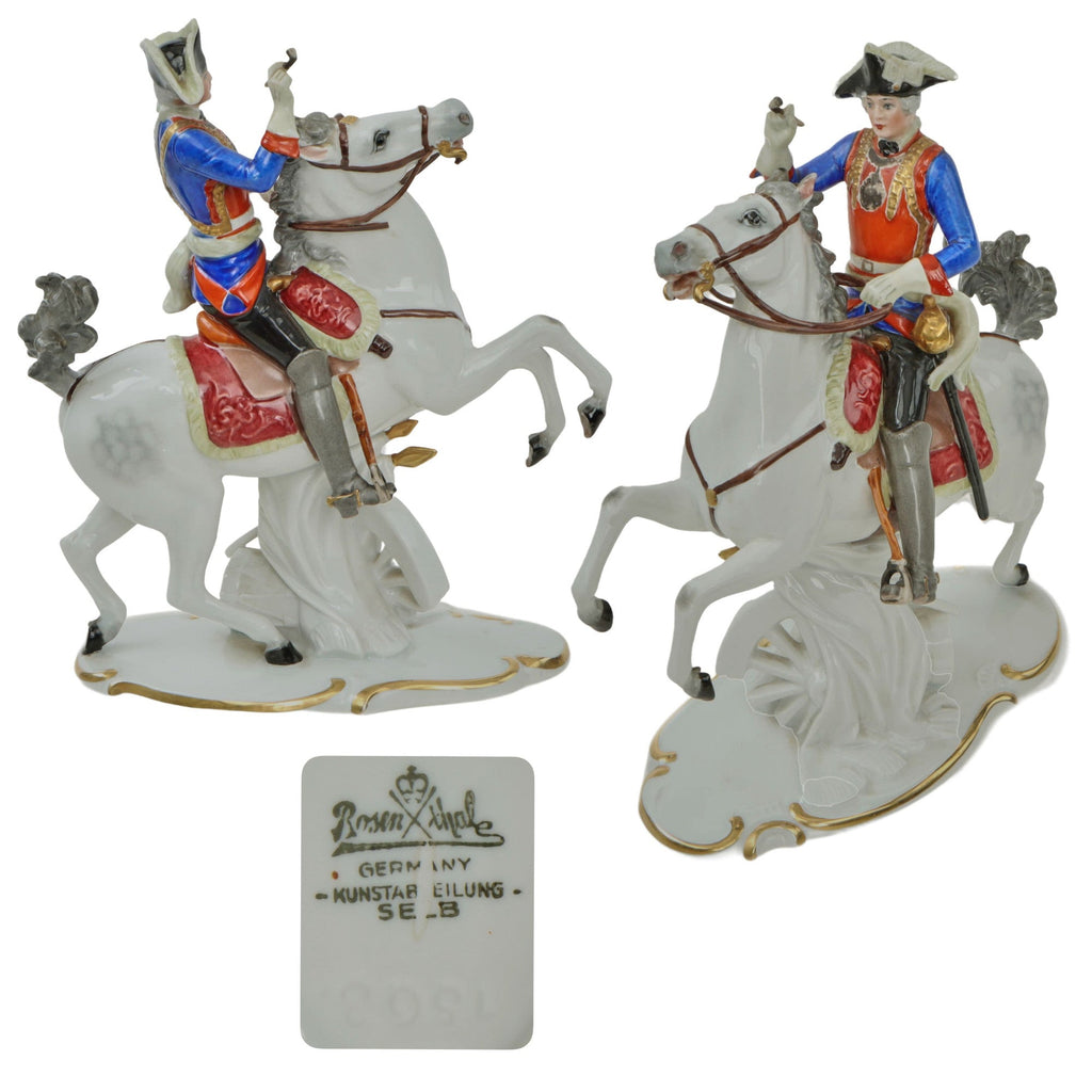Original German Pre-WWII Era Colorized Porcelain Frederick the Great Equestrian Statue by Rosenthale of Selb, Bavaria Original Items