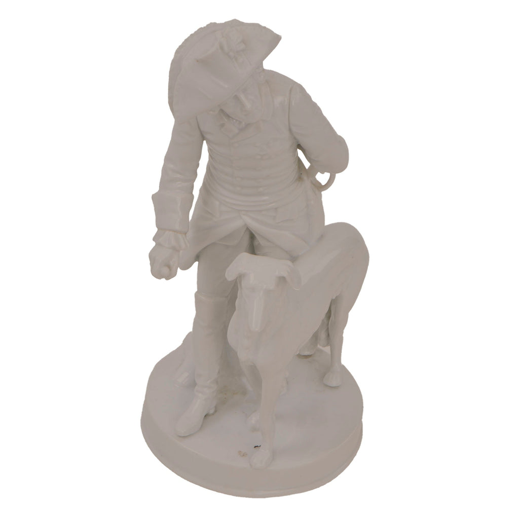 Original German Pre-WWII Era Porcelain Frederick the Great & Dog Statue with Maker’s Mark - Missing Cane Original Items