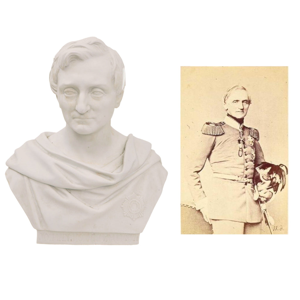 Original Imperial German Saxon Pre-WWI Ceramic Bust of Johann Nepomuk Maria Joseph Anton Xaver Vincenz Alys Franz de Paula Stanislaus Bernhard Paul Felix Damascus - König von Sachsen - 10 ¾” Tall Original Items