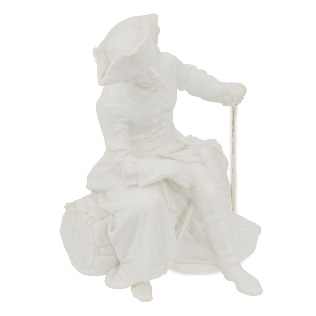 Original German Pre-WWII Era Porcelain Frederick the Great Seated Statue with Repaired Cane Original Items