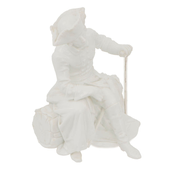 Original German Pre-WWII Era Porcelain Frederick the Great Seated Statue with Repaired Cane Original Items