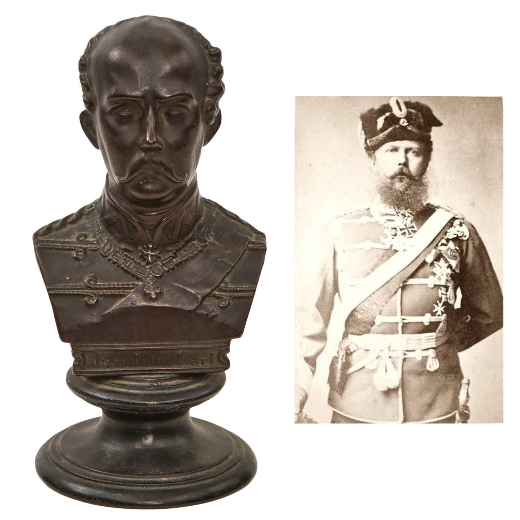 Original Imperial German WWI Era Lightweight Terracotta Bust of Prince Friedrich Karl of Prussia by Utzschneider & Cie - 9” Tall Original Items