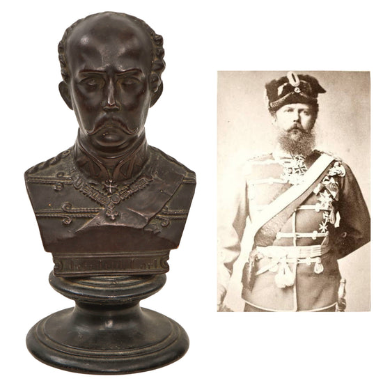 Original Imperial German WWI Era Lightweight Terracotta Bust of Prince Friedrich Karl of Prussia by Utzschneider & Cie - 9” Tall Original Items