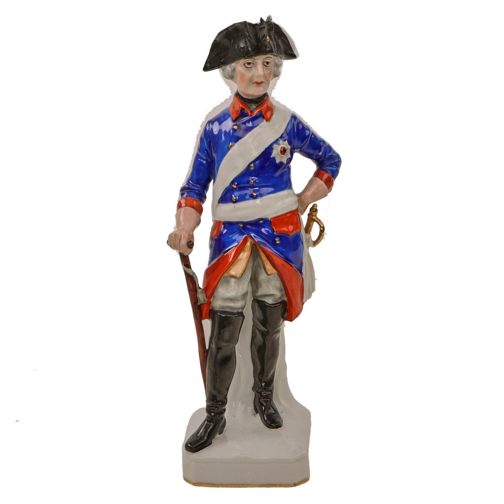 Original German Pre-WWII Era Colorized Porcelain Frederick the Great Statue - 10” Tall Original Items