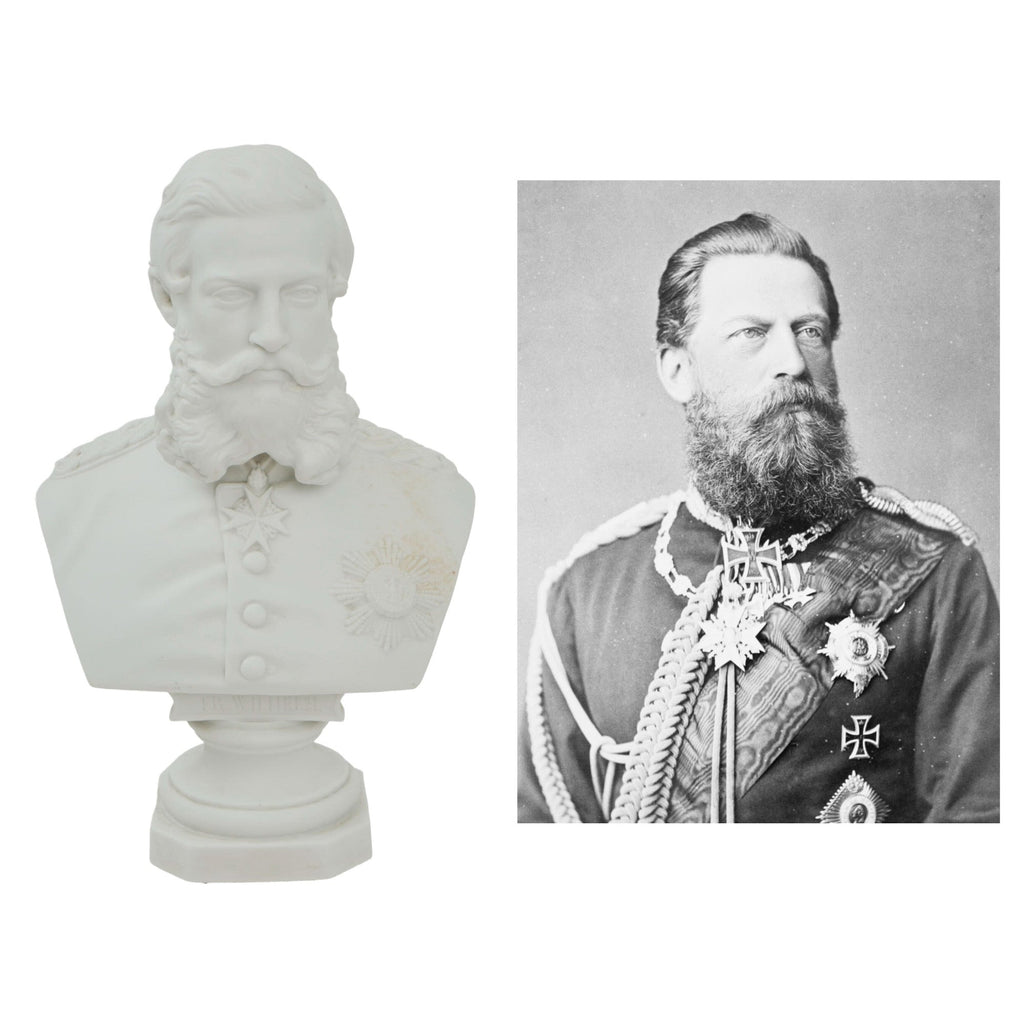 Original Imperial German Pre-WWI Frederick III German Emperor Ceramic Bust - Numbered 313 - 11¾” Tall Original Items