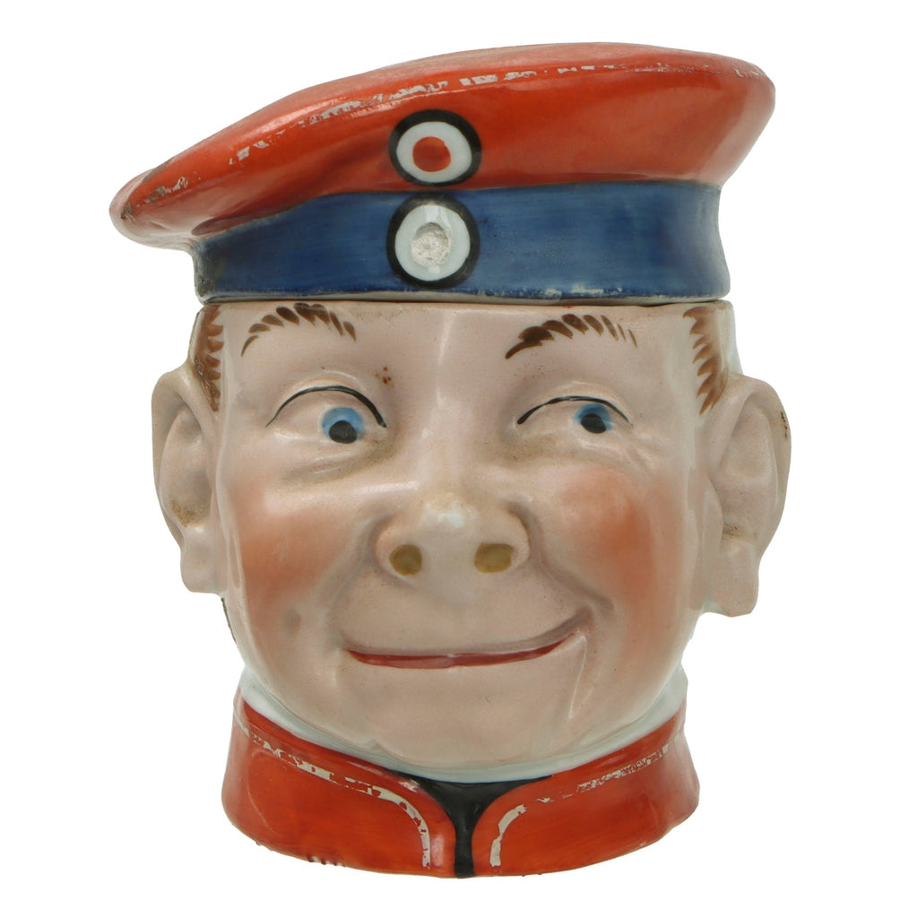 Original Imperial German Pre-WWI Dunkelblau Soldier Porcelain Candy Dish with Feldmütze Lid Original Items