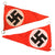 Original German WWII Pair of Small NSDAP National Socialist Multi-Piece Pennant Flags - 5 1/8 x 9 1/2" and 5" x 8 7/8"