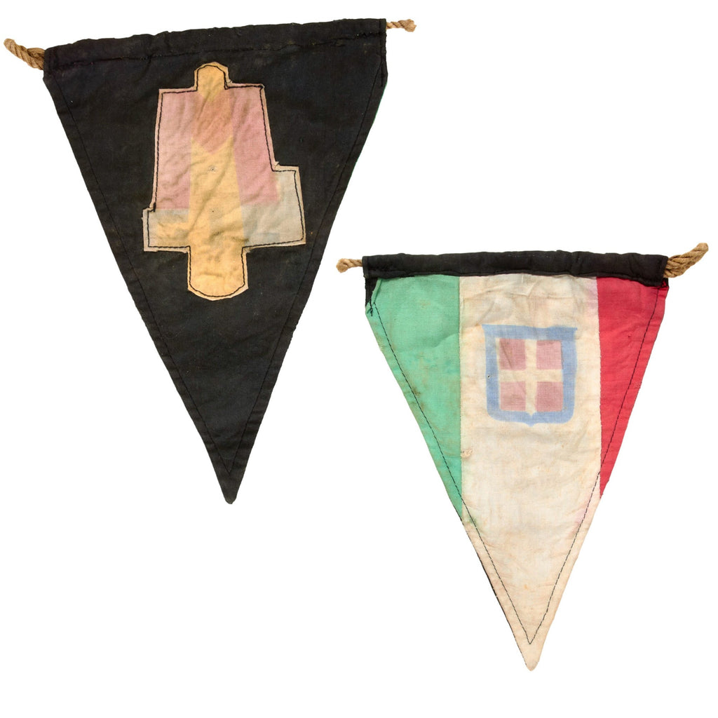 Original Italian WWII Double-Sided GIL Fascist Youth Pennant with National Flag - 7½ x 10½” Original Items