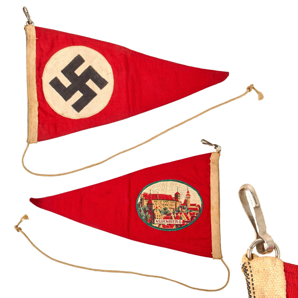 Original German WWII NSDAP City of Nuremberg Small Political National Pennant Flag - 6 5/8" x 11 3/4" Original Items