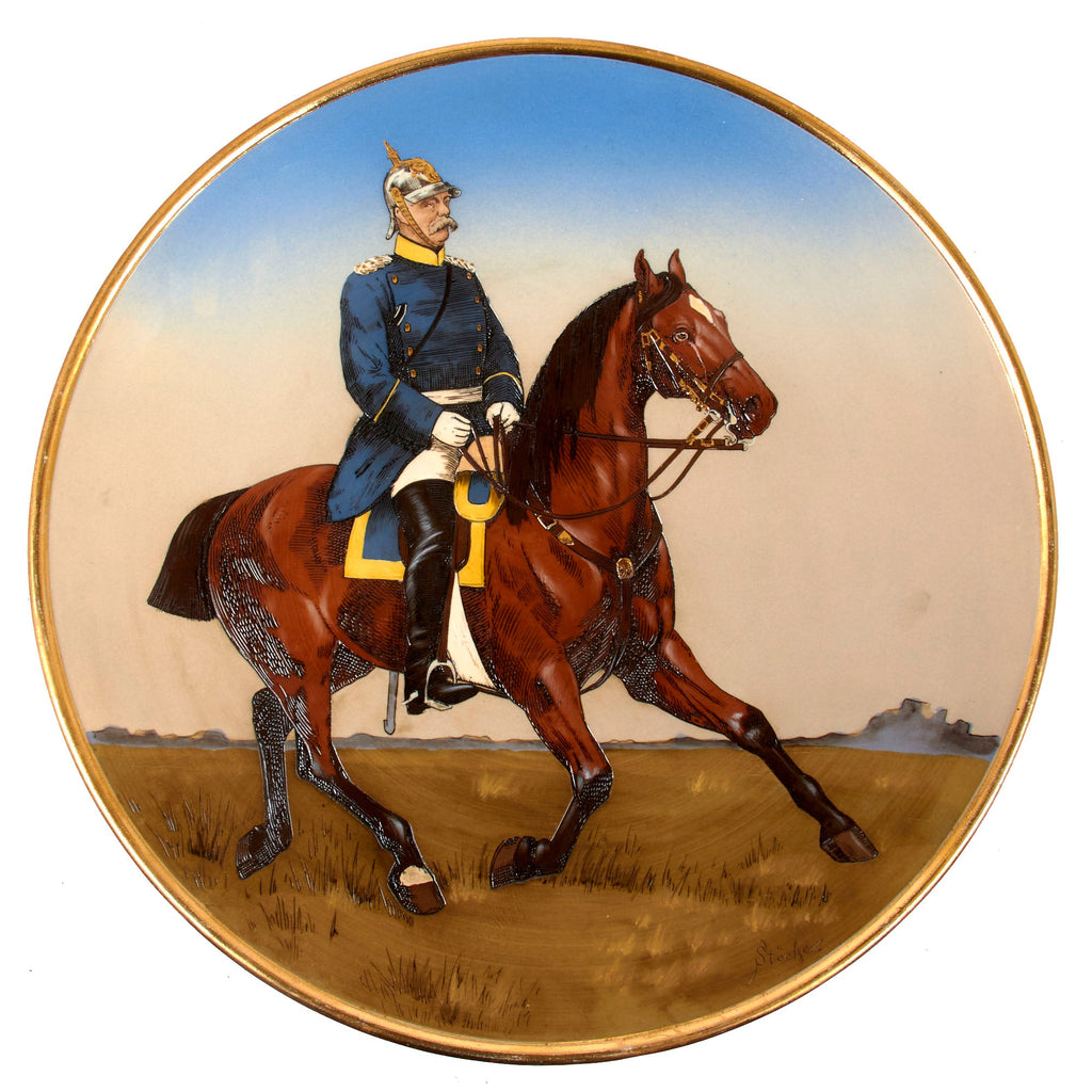 Original Imperial German Pre-WWI Mettlach Ceramic Otto von Bismarck Plate Signed Stöcke - Dated 1896 Original Items