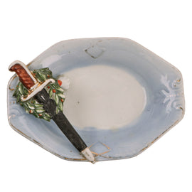 Original Imperial German Pre-WWI Period Bayonet & Troddel Knot Motif Candy Dish