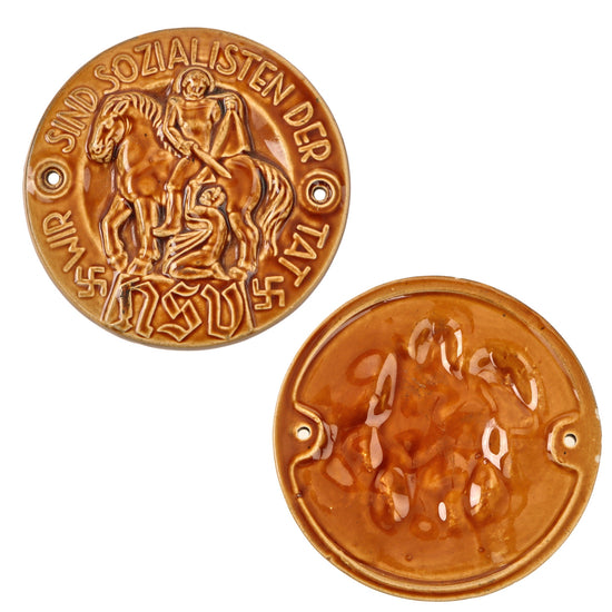 Original German WWII National Socialist People's Welfare Ceramic Wall Plaque - 4¼” Diameter Original Items