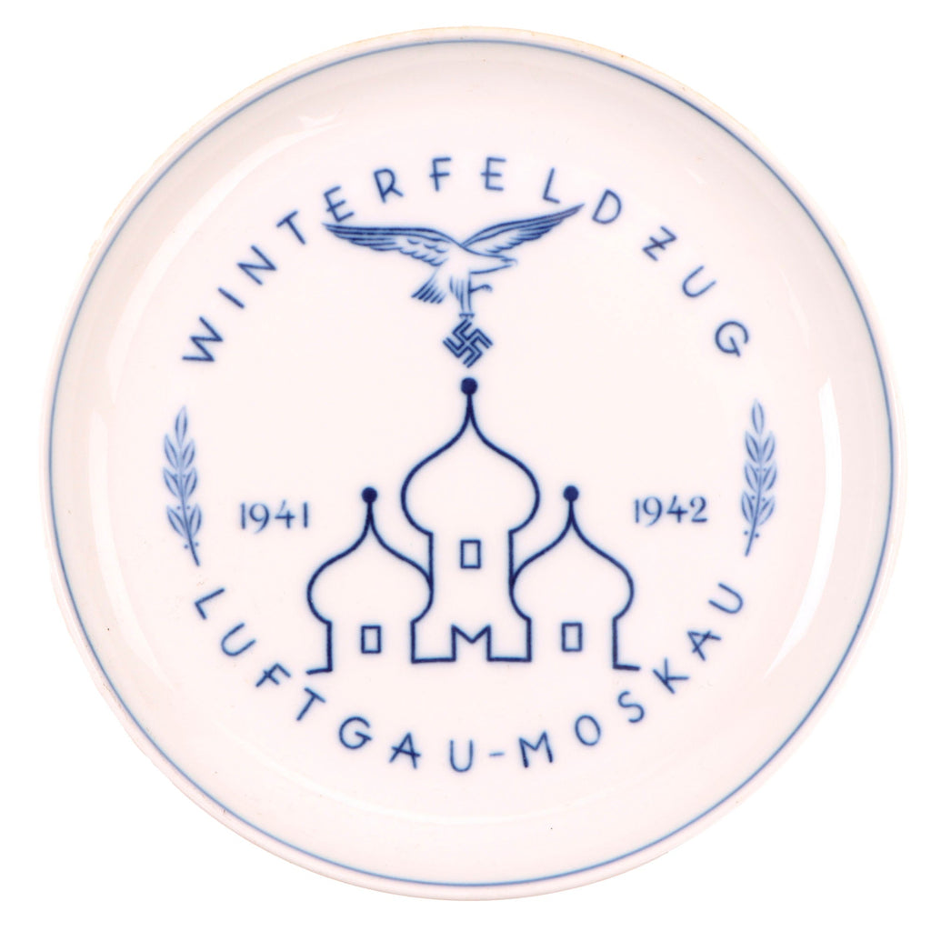 Original German WWII Luftwaffe 1941-1942 Luftgau-Moskau Winter Campaign Commemorative Porcelain Plate by Meissen Original Items