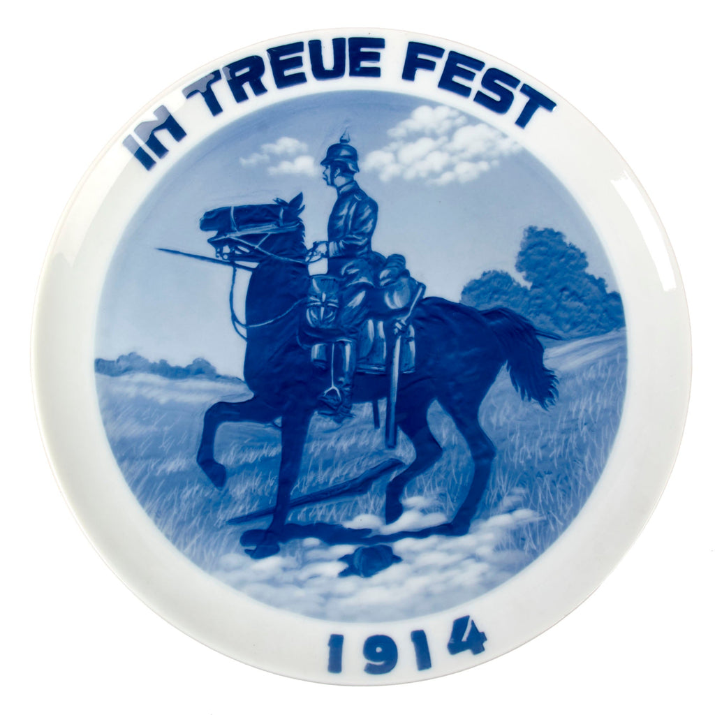 Original Imperial German WWI Bavarian 1914 Lancer “In Treue Fest” Ceramic Plate Original Items