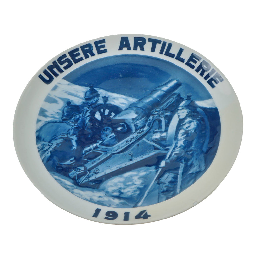 Original Imperial German WWI Bavarian 1914 Field Artillery “Unsere Artillerie” Ceramic Plate Original Items