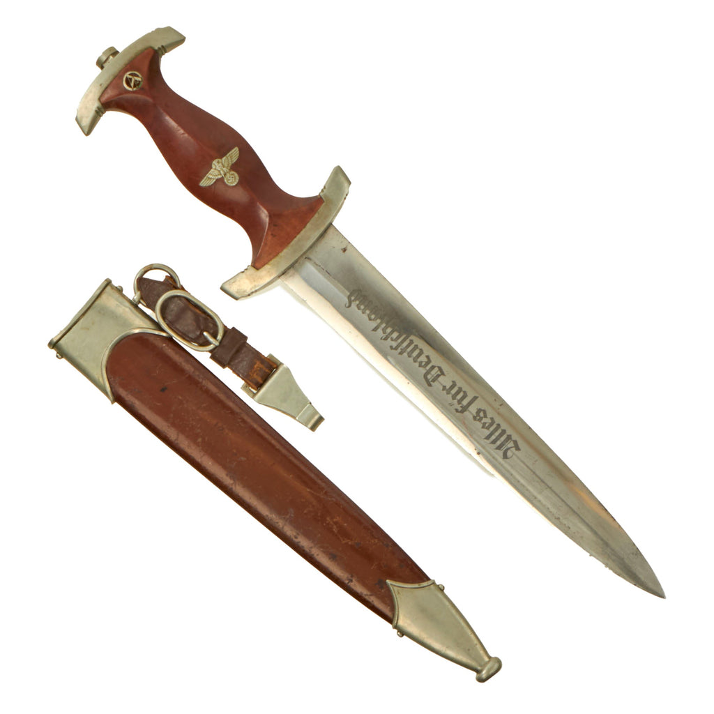 Original German Early WWII SA Dagger by Rare Maker Carl Wüsthof with Scabbard and Hanger Original Items